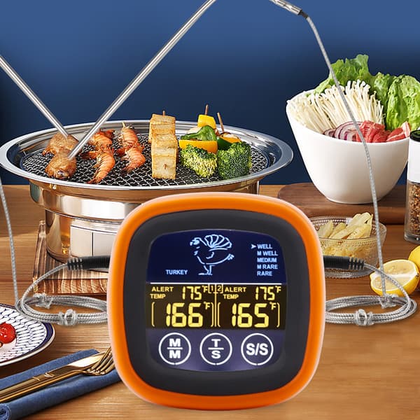 Dual Probe Digitalt Fødevaretermometer Touchscreen Kødtermometer