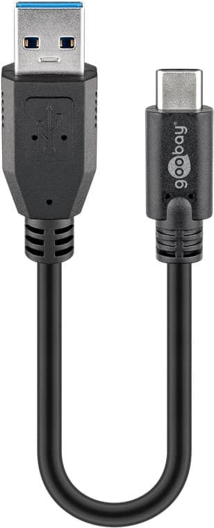 USB-C™ til USB-A-kabel, 0,15 m, sort