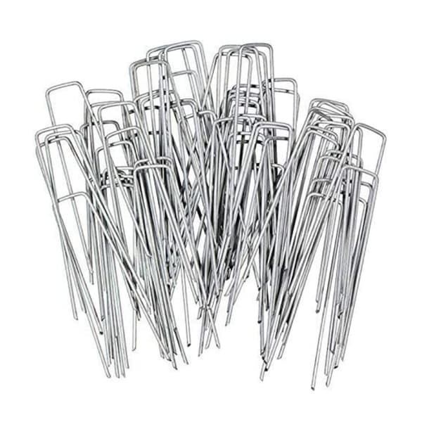 100 stk U-formede forankringspinde til haven Silver 10 cm