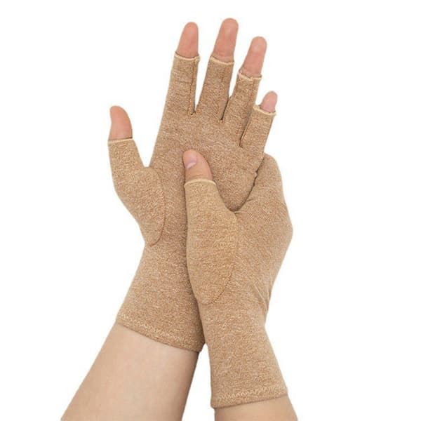 Tryckavlastningshandskar med Halvfinger, 1 par Beige