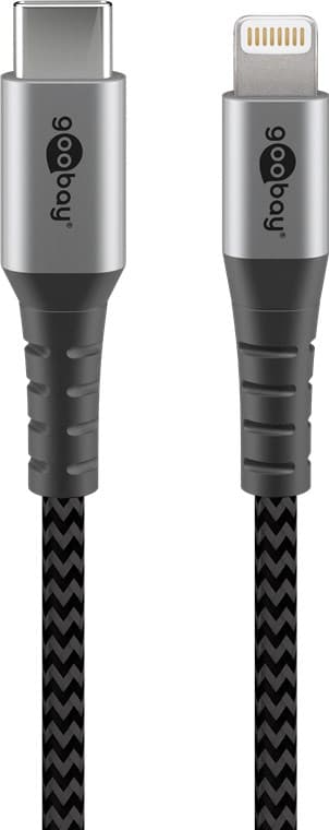 Lightning-USB-C™ textilkabel med metallkontakter, 1 m