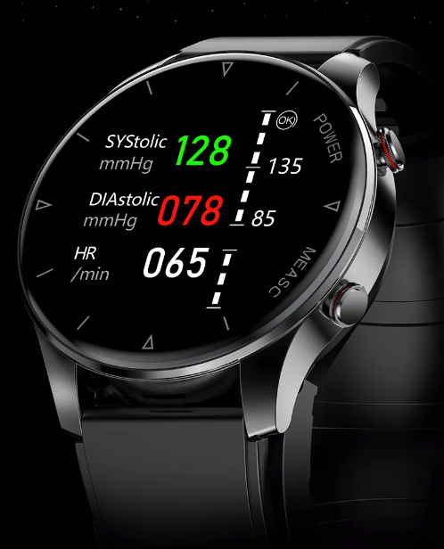 Smartwatch med blodiltnings- og blodtryksmåler Black