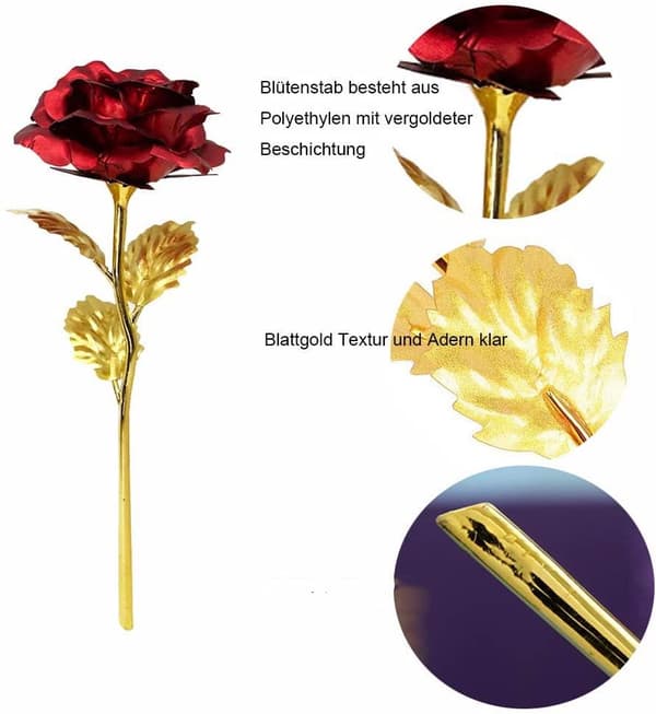 Kunstig rose Rød/Guld