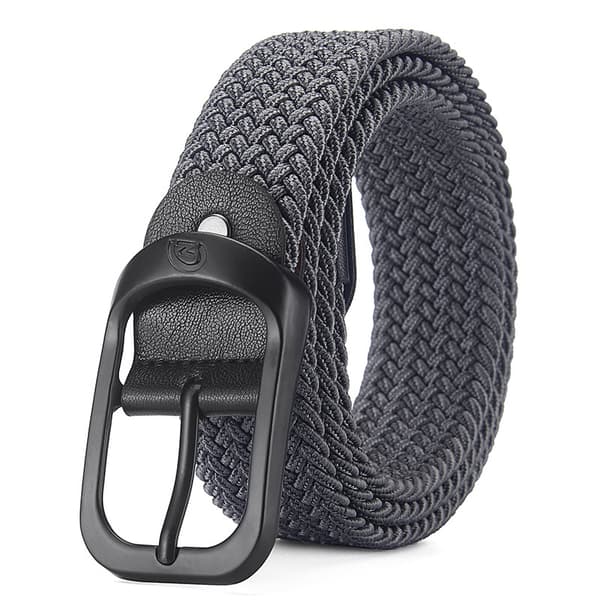 Herr Elastiskt Vävt Bälte - 110cm Justerbart Canvasbälte med Spänne Grey