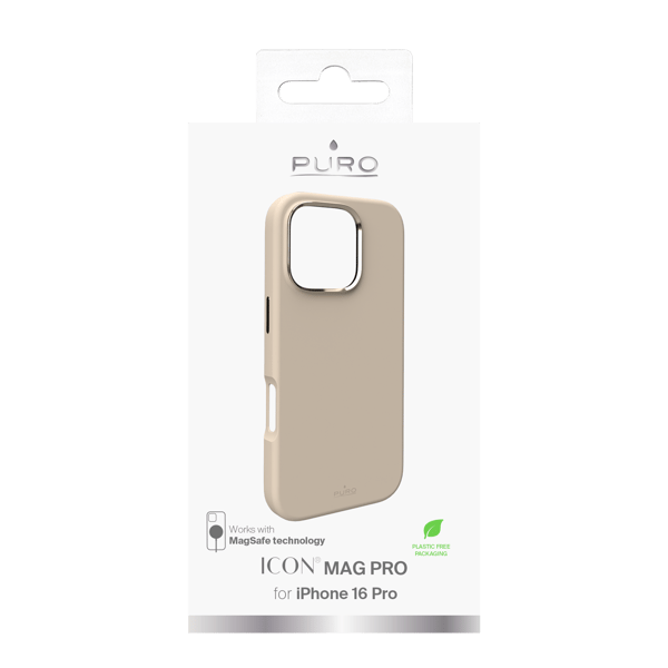 iPhone 16 Pro -silikonisuoja ICON MAG PRO, beige