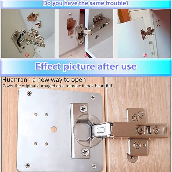 Reparationsplade til hængslede møbler 9x9 cm rustfrit stål 4-Pack