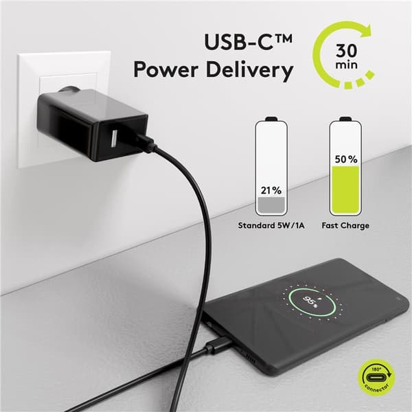 USB-C™-kabel, 1 m, svart