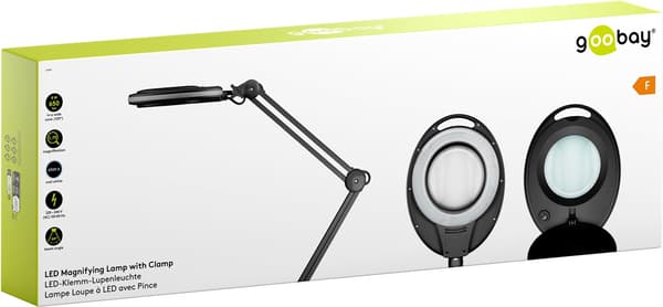 LED forstørrelseslampe med klemme, 8 W, sort