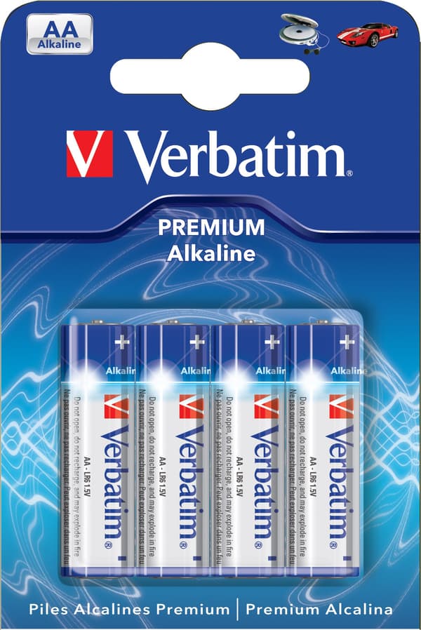 Batteries, AA (LR06), 4-pack, Alkaline, 1.5 V