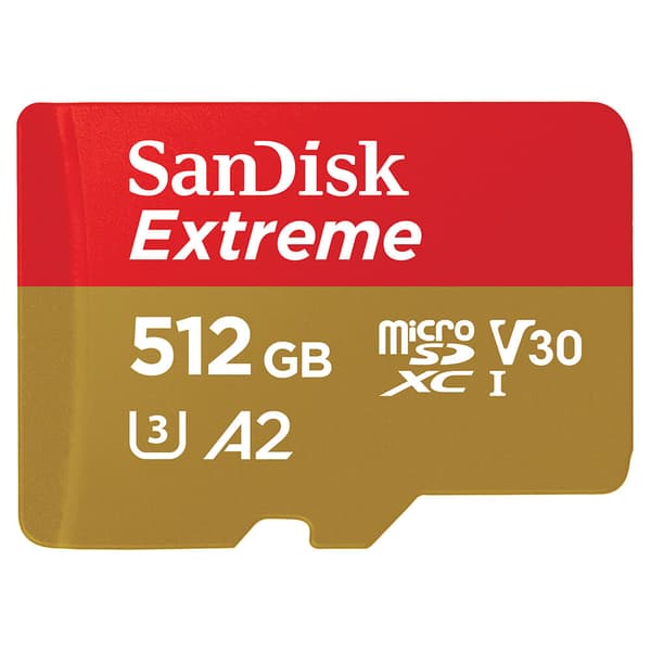 MicroSDXC Extreme 512GB 190MB/s A2 C10 V30
