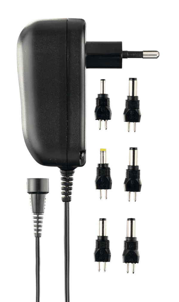 AC adapter 230V to 3-12 V DC, 600 mA, 6 interch. connectors