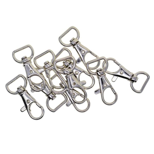 Svingbare halvrunde ringer med karabinkrok, 10 stk. Silver 2 cm