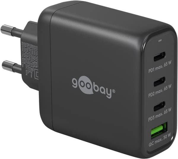 USB-C™ PD GaN multiport hurtiglader (68 W) svart