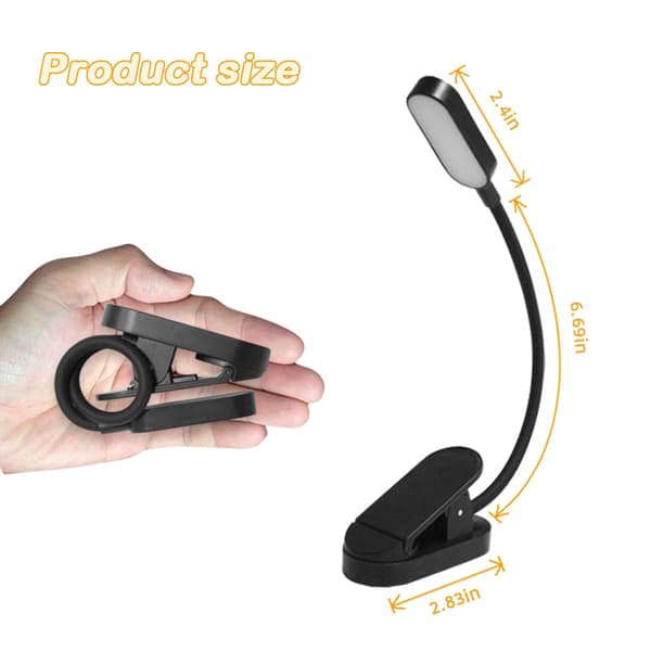 Sort boglampe - LED Clip-on læselampe til studerende Black