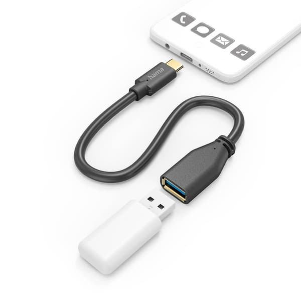 Adapterkabel USB OTG USB-C til USB-A Sort