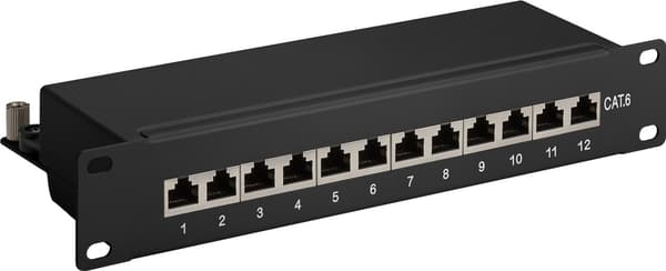 CAT 6 10 tommers (25,4 cm) patchpanel, 12 porter