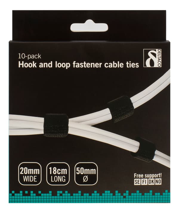 Hook and loop fastener cable ties 20mm width 18cm 10pack