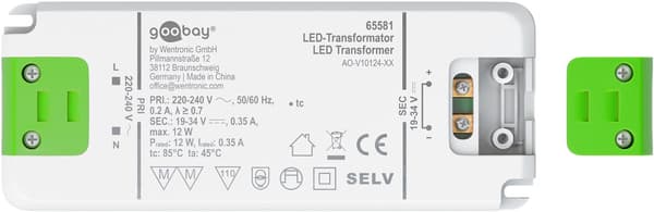 LED-konstantstrøms-driver 350 mA, 12 W, superflad