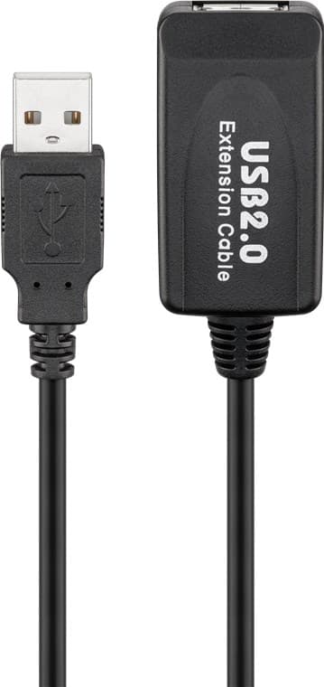 Aktiv USB-förlängningskabel, 10 m, svart