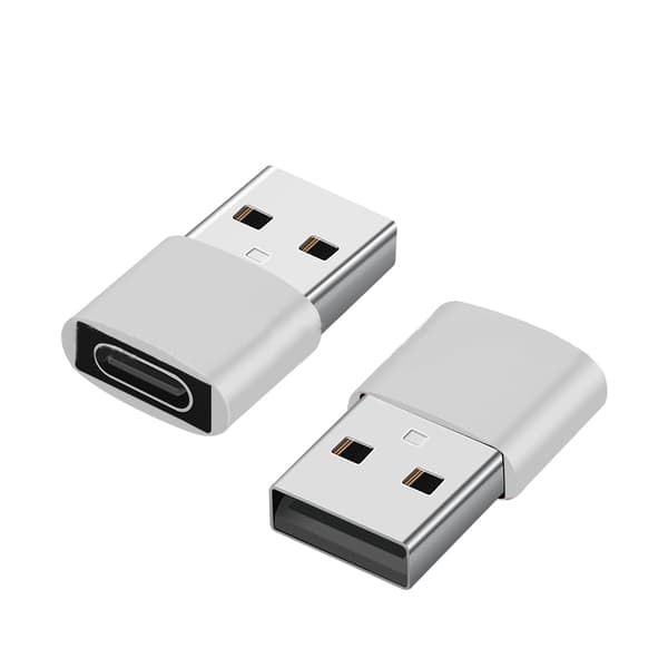 2-pak USB-C til USB-adapter til dataoverførsel og opladning Silver