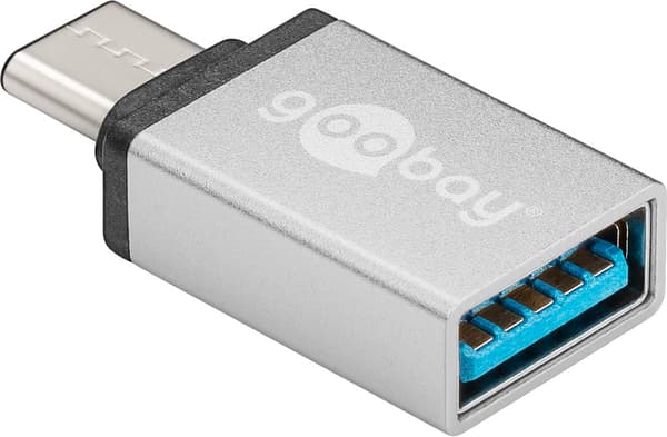 USB-C™/USB-A 3.0 OTG SuperSpeed-adapter for ladekabler, sølvfarget