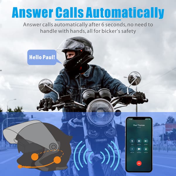 MC hovedtelefoner til motorcykelhjelm Bluetooth 5.2
