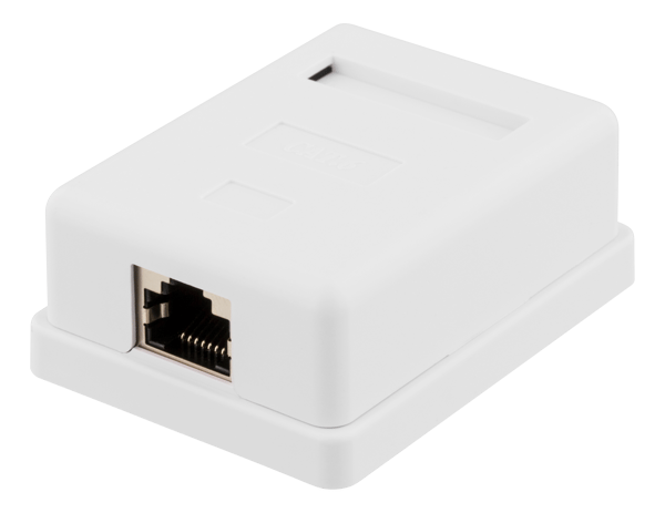 Shielded network socket, Surface FTP 1xRJ45, Cat6, white