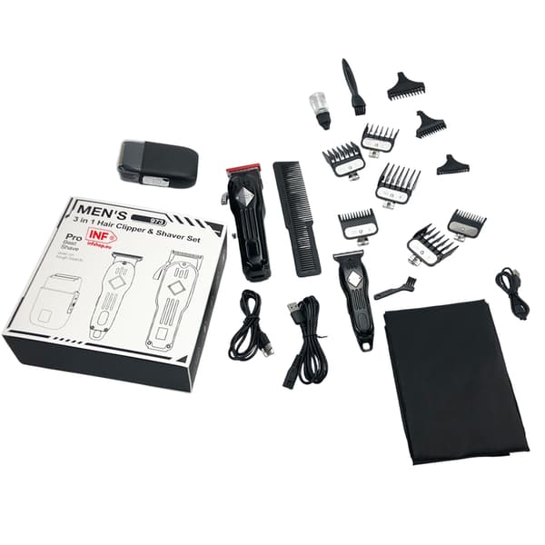 Professionell hårklippare skäggtrimmer set Black