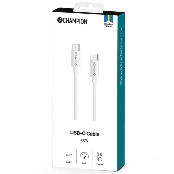 USB-C Kabel 60W 1m Hvid