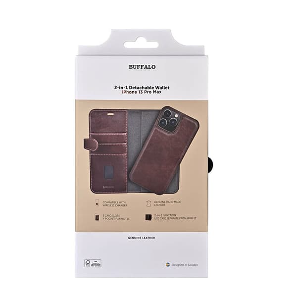 2in1 Wallet Leather 3 card iPhone 13  Pro Max Brown