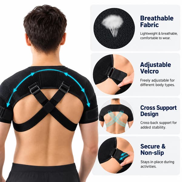 Justerbart sport dubbelt axelstöd L/XL