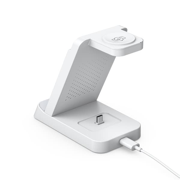 Multifunksjonell trådløs lader for telefon, Samsung smartklokke, øreplugger White