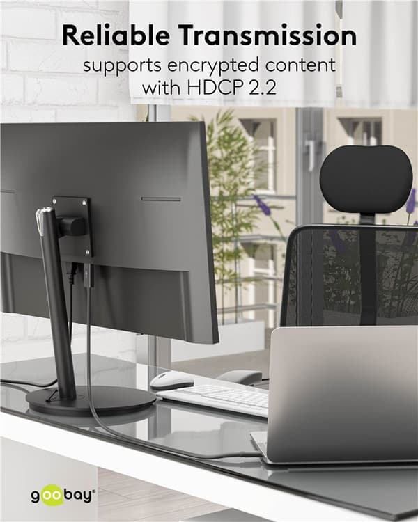 USB-C™ til HDMI™-kabel, 2 m, svart