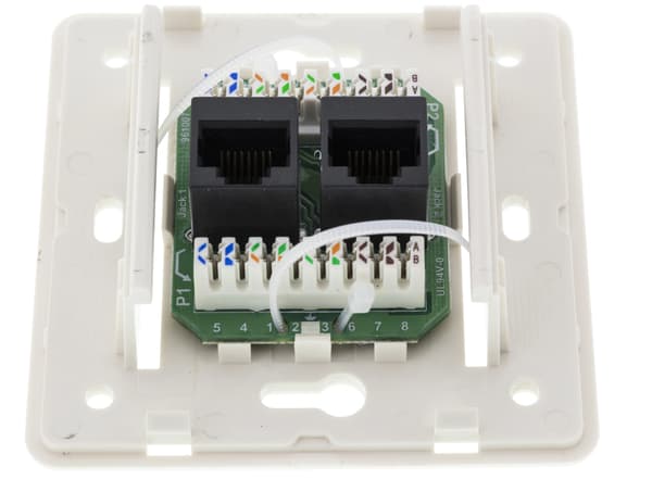 Wall socket, surface-mounted UTP, 2xRJ45, Cat6, white