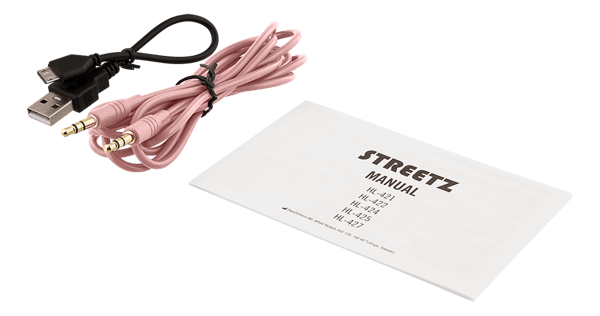 Foldbar on-ear BT headset, 3,5 mm, lyserød