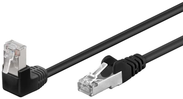 CAT 5e patchable 1x 90° kulmassa, F/UTP, musta