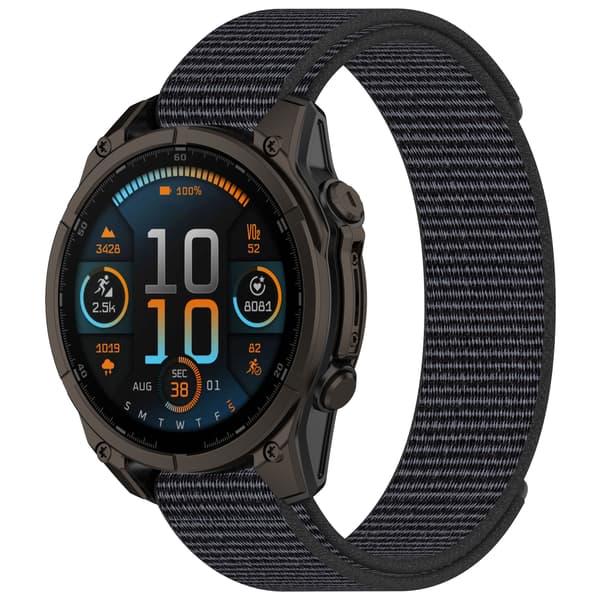 Garmin Nylon urrem med velcro - 26MM sort Grey