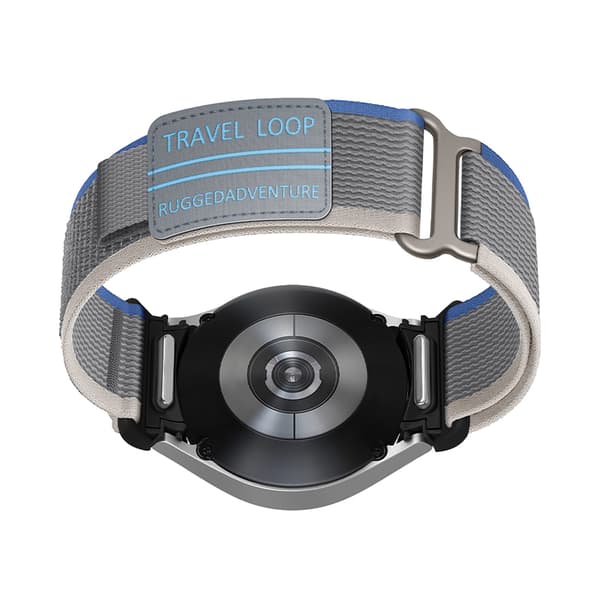 Vævet nylon urrem til Samsung Watch 4/5/6/7/FE Blue + Grey M