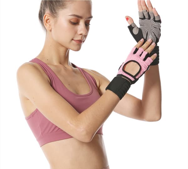 Träningshandskar med handledsstöd Pink M