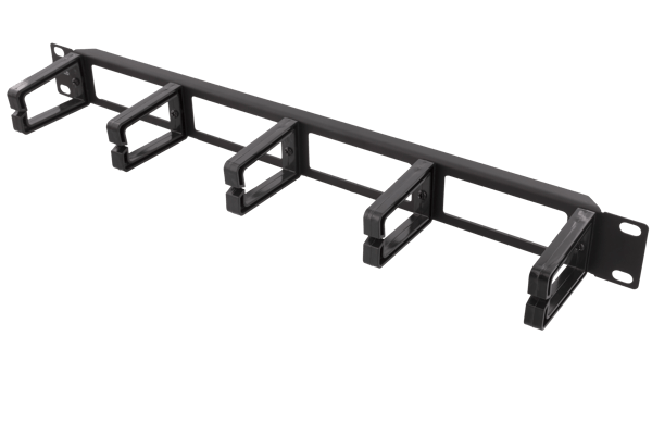 19" Cable panel, 1U, 5 brackets, cable management, black