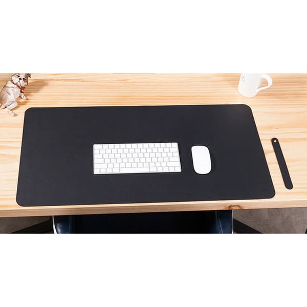 80x40cm PU Læder Musemåtte - Optimal til Kontor og Hjemmebrug - Skrivebordsmåtte til Bærbar Computer Black D