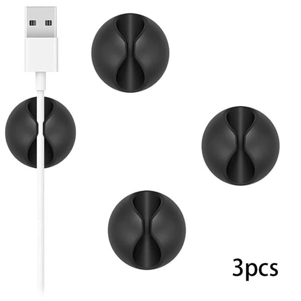 3-pak kabelholder Black