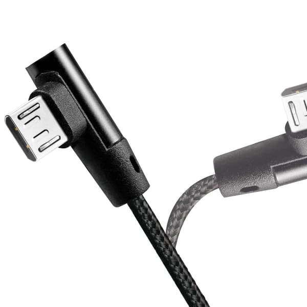 Kulmaliitin MicroUSB-kaapeli USB 2.0 15W 1m
