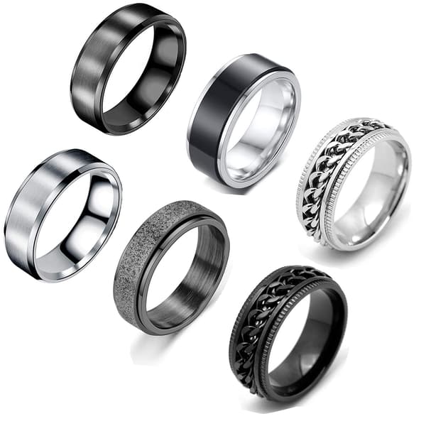 Band Fidget Rings 6 Pack MultiColor 20 mm