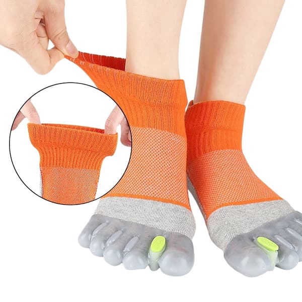 Justerbara Tåskiljesockor - Hallux Valgus Korrigering & Tåjustering Grey+Orange