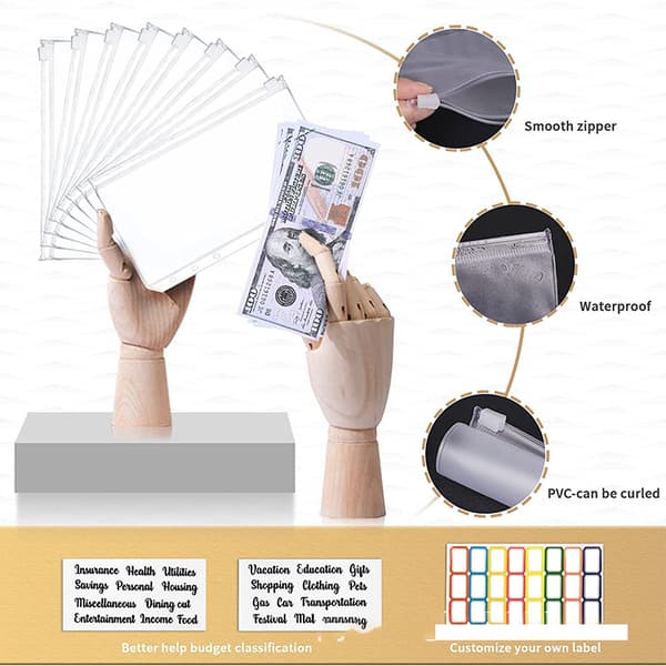 Marmor A6 Budgetpärm med kontantkuvert, Expense Tracker Notebook Black
