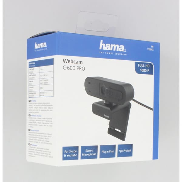 Webbkamera Full HD Spy Protection 16:9 Stereo Sort