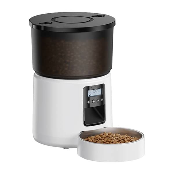 Rojeco 3L automatisk foderautomat med knapp (vit)