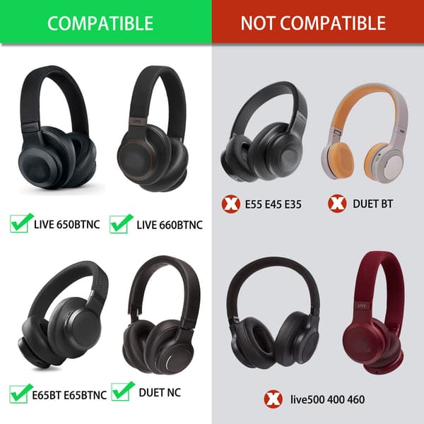 Øreputer for JBL E65BTNC/ Duet NC/Live 650 BTNC/Live 660 BTNC Grey
