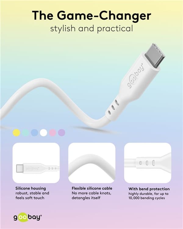 USB-C™-silikonikaapeli, 1,5 m, sininen